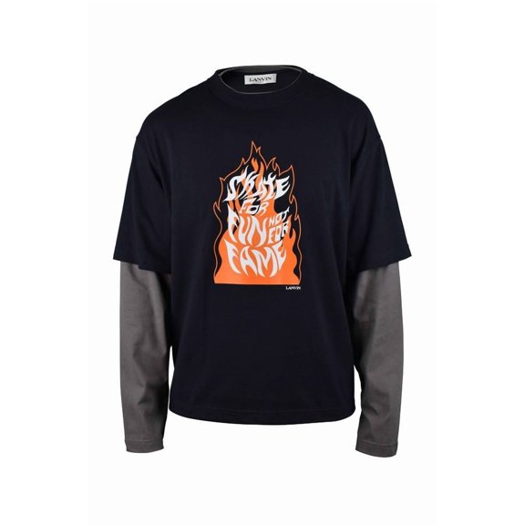 Lanvin Layered Long-Sleeve T-Shirt With Graphic Flame Design (Men's)