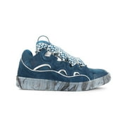 LANVIN Leather Sneakers With Textured Upper Blue (Men's)