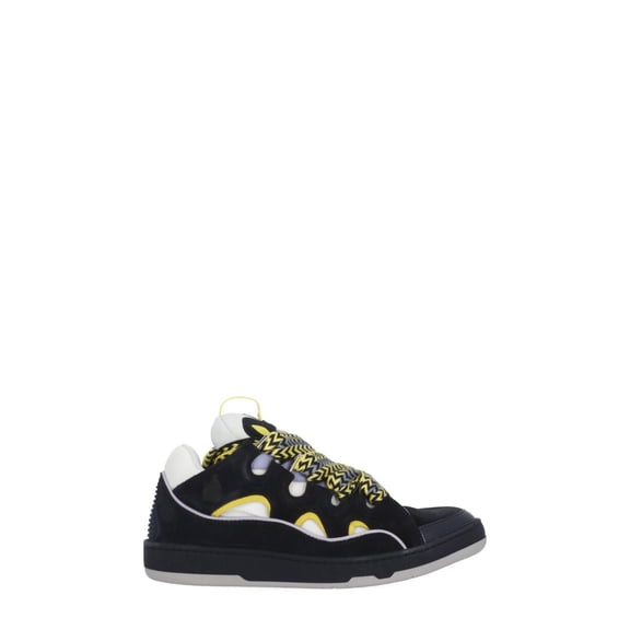 Lanvin Navy Blue Curb Leather Sneakers Black (Men's)