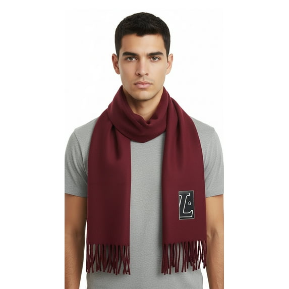 Lanvin Soft Luxurious 100% Wool Burgandy Red Fringe Scarf for Mens