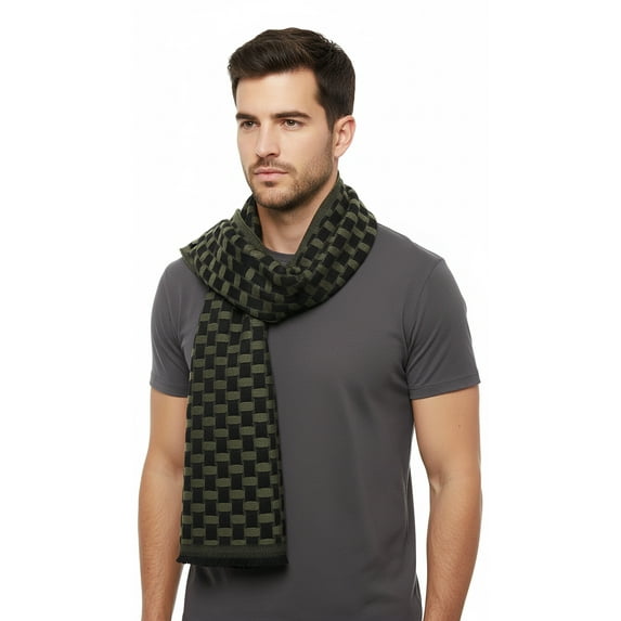 Lanvin Soft Luxurious 100% Wool Green Fringe Scarf for Mens