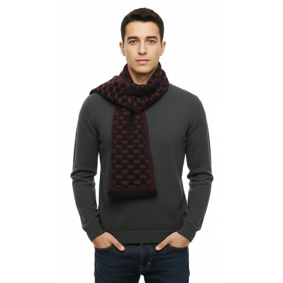 Lanvin Soft Luxurious 100% Wool Red Fringe Scarf for Mens