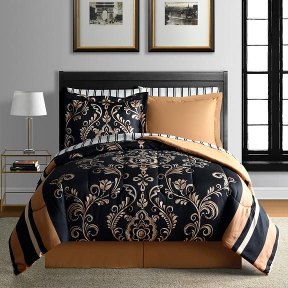 Lanwood Home Sabrina Reversible 6-Piece Bed-in-A-Bag Comforter Set Twin