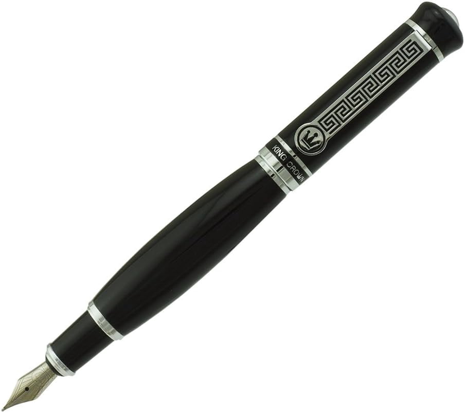 Lanxivi Duke Sweet Heart Pattern Black Chinese Calligraphy Bent Nib Pen With Ruby Cap