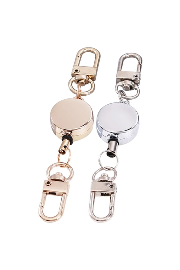 Lanyard 2 Pcs Key Chain Chains Keychain Retractable Easy-to-pull Ring Alloy Work