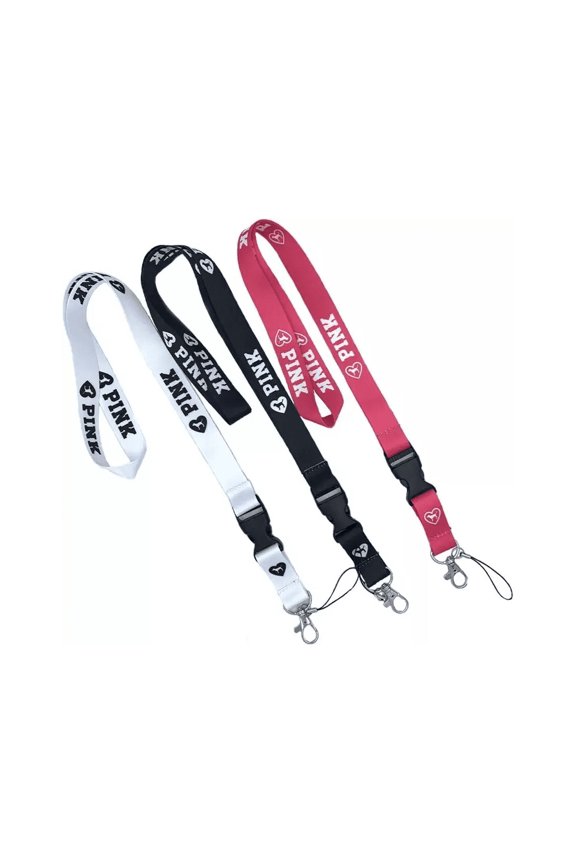 Lanyard 3 Pack Fashion Neck - Lanyard for Keys Phones Keychains Bags Accessories- 3 Pack Red and Pink and White with Quick Release Buckle