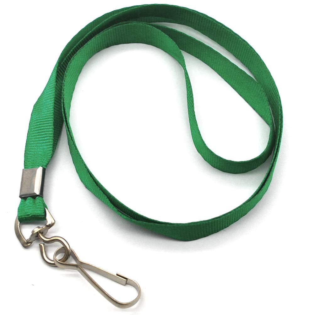 Lanyard Bulk Lanyards For Id Badges Flat With Badge Clip Swivel Hook 50 Pack (green)