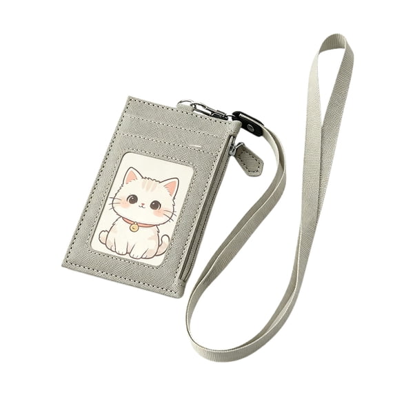 Lanyard ID Card Wallet, Cosmug Detachable Badge Pouch, Multi Slot ID Organizer, for Work Access, Travel Carry and Event Identification, Grey