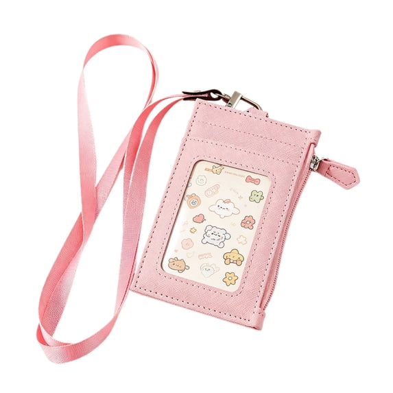 Lanyard ID Card Wallet, Cosmug Detachable Badge Pouch, Multi Slot ID Organizer, for Work Access, Travel Carry and Event Identification, Pink