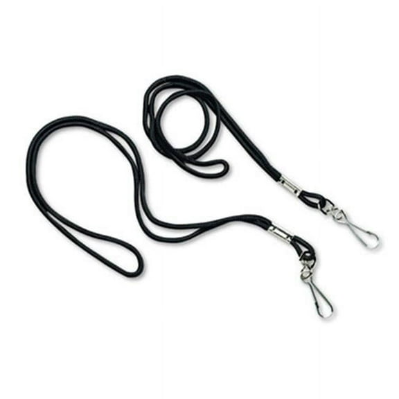 Lanyard, J-Hook Style, 22 in. Long, Black, 12-Pack