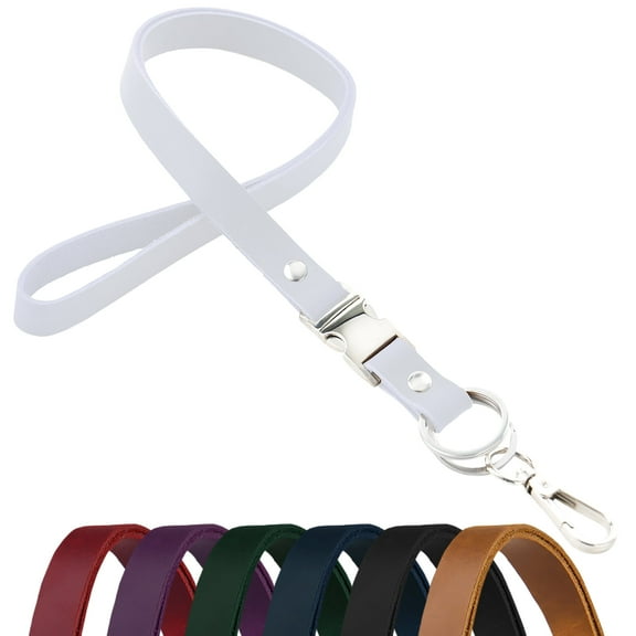 Lanyard Keychain, Lanyard for keys and ID Badges - Genuine Leather, Elegant Design, Sturdy Clasp - Long Keychain for Car
