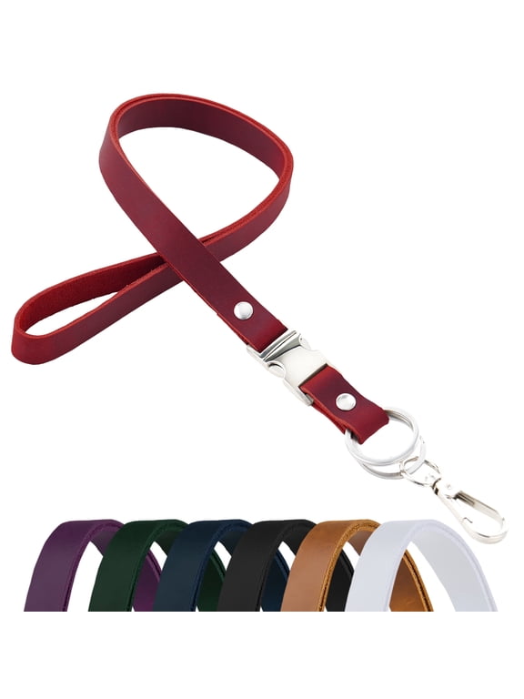 Lanyard Keychain, Lanyard for keys and ID Badges - Genuine Leather, Elegant Design, Sturdy Clasp - Long Keychain for Car