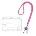 thumbnail image 1 of Lanyard Retractable Badge Reel with Badge Reel Clip, Waterproof Portable Card Holder with Rhinestones Clasp for Id Card, Durable Horizontal Badges Holders for Worker Office, 1Pc(Pink,3.5x2.6"), 1 of 8