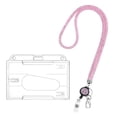thumbnail image 1 of Lanyard Retractable Badge Reel with Badge Reel Clip, Waterproof Portable Card Holder with Rhinestones Clasp for Id Card, Durable Horizontal Badges Holders for Worker Office, 1Pc(Pink1,3.5x2.6"), 1 of 8