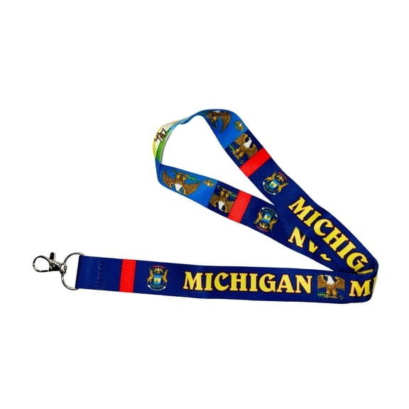 Lanyard - State Flag Michigan - USA - L078 | ID Badge Holder Neck Strap, Keychain