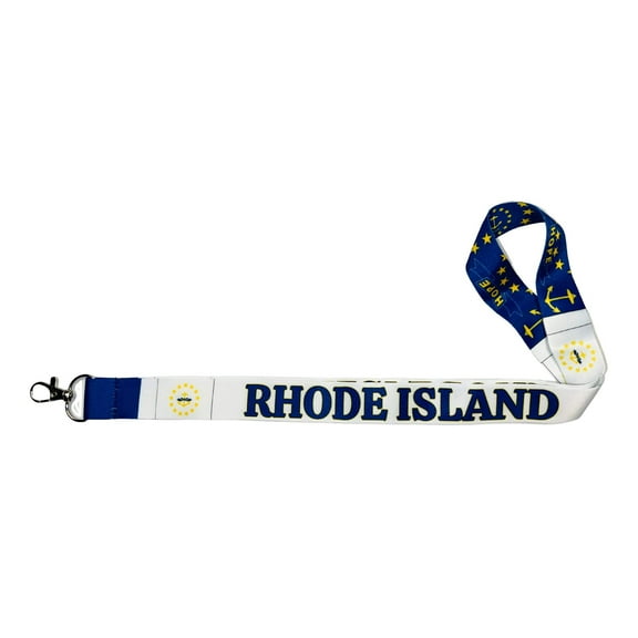 Lanyard - State Flag Rhode Island - USA - L093 | ID Badge Holder Strap, Travel Souvenir, Lightweight Everyday Accessory, Neck Strap, Event Accessory