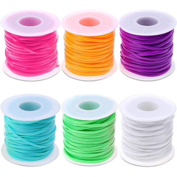 Lanyard String Kit,  6Pack Plastic Lacing Cord Gimp String Lanyard Weaving Kit for Bracelets, Keychains, Crafts