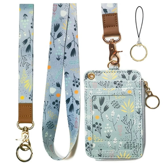 bolimoss Lanyard Wallet Fashion Women's Badge & ID Holders, Light Blue Gray, 2.85 oz