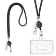 thumbnail image 1 of Lanyard with Card Holder, Crystal Lanyard Necklace with Transparent ID Card Holder, ID Card Holder Badge Kit for Key Ring and ID, 1 of 5
