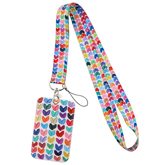 Lanyard with ID Badges Holder, Heart Neck Keychain Lanyard for Keys Cards Cute for Teacher Student
