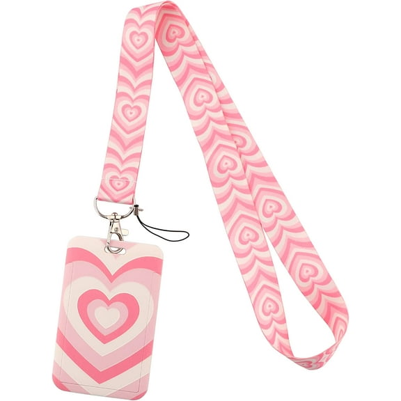 Lanyard with ID Badges Holder, Heart Neck Keychain Lanyard for Keys Cards Cute for Teacher Student