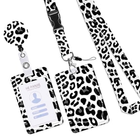 Lanyard with Retractable Badge Reel Card Holder Leopards Print Identity Card Badge Holder with Removable Neck Lanyard