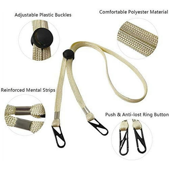 Lanyards, Adjustable Length Face Mask Lanyard, Mask Holder Long Mask Lanyard with Clips, Lanyard Strap Neck Rest Ear Saver, Lanyard for Mask, Gold+Black+Dark Blue+Lake Blue+Purple