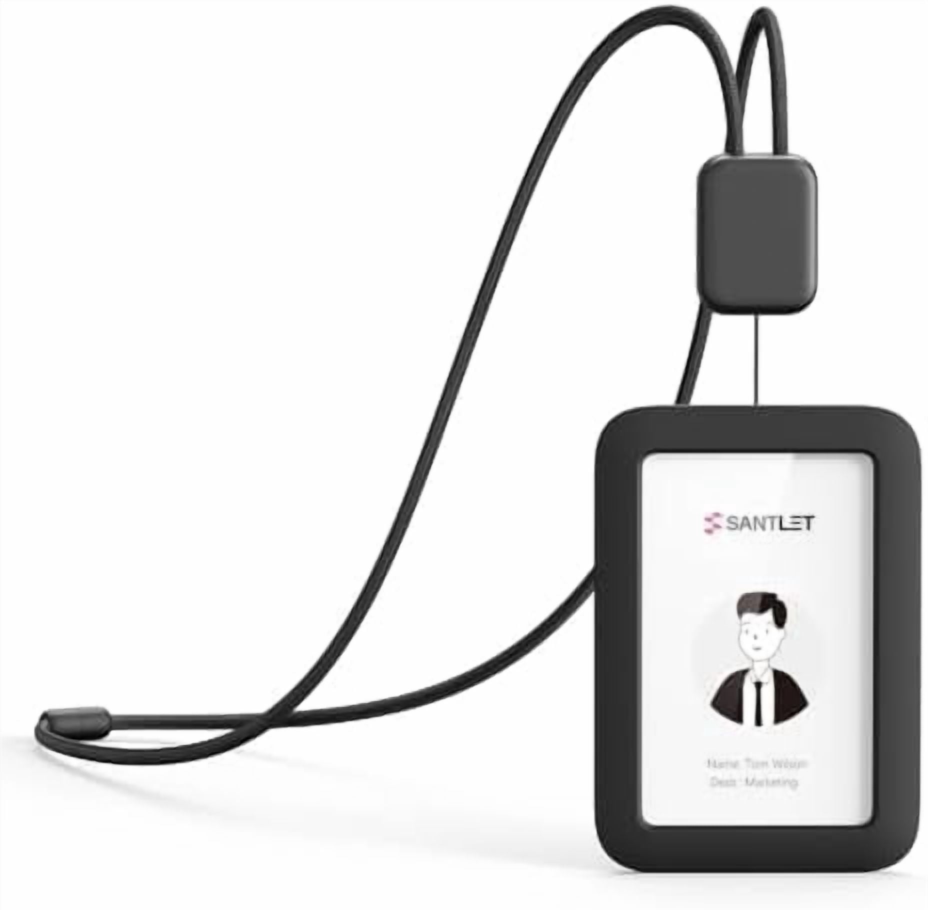 Lanyards for ID Badges Holder, YNGLLC Silicone ID Badge Holder Name Card Case Protector with Retractable Cord, Safety Breakaway Buckle, 2 Card Slots for Office Staff Teachers Employees Cruising Black