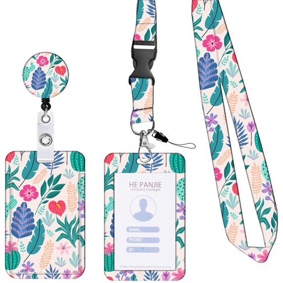 Lanyards for Id Badges, Retractable ID Badge Holder with Detachable Lanyard, Fashionable Badge Reel Heavy Duty with Carabiner Clip, Nurse Teacher Office Gifts