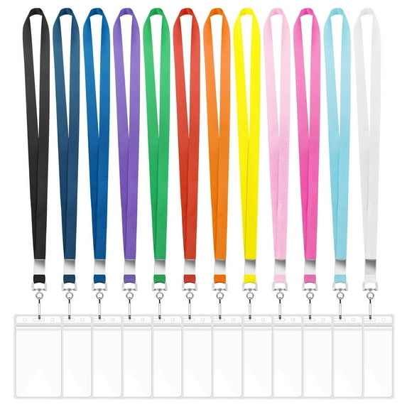 Lanyards for ID Badges and Ship Cards with Waterproof ID Badge Holder (12 Colors)