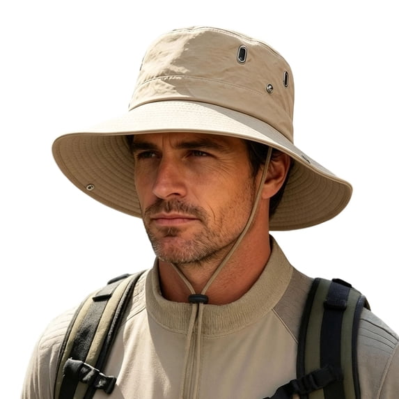 Lanyiu Men Wide Brim Breathable Bucket Hat Packable Boonie Hat Outdoor Fishing Hiking Sun Cap