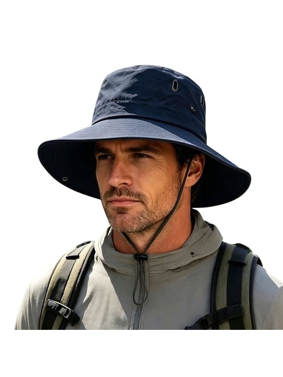 Men Wide Brim Breathable Bucket Hat Packable Boonie Hat Outdoor Fishing Hiking Sun Cap