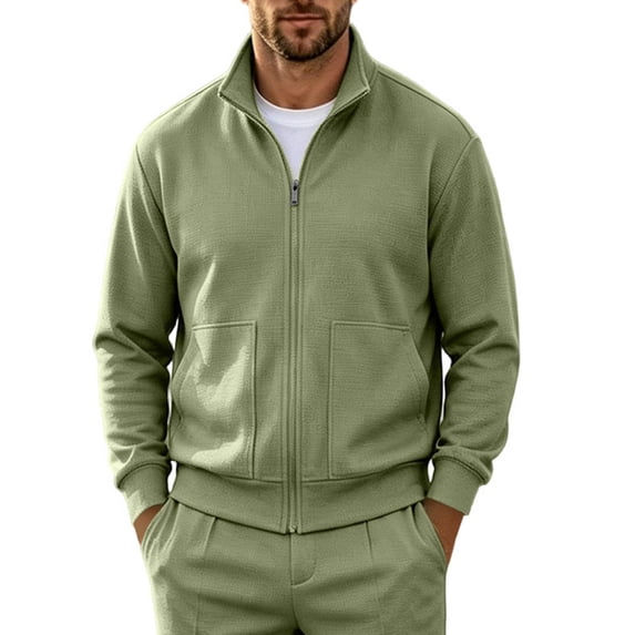 Lanyiu Mens Athletic Waffle Jacket Stand Collar Zip Up Jacket with Pocket Casual Daily Outdoor Jacket