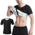 thumbnail image 1 of Lanyiu Mens Big & Tall Sweat Shaper Top Zip Up Crew Neck Short Sleeve Tops Tee Sauna Shirt for Gym, Workout, 1 of 6