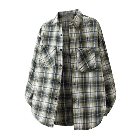 Lanyiu Mens Big and Tall Plaid Shirt Button Down Shirt with Double Pockets Casual Retro Lightweight Basic Outerwear Shirt