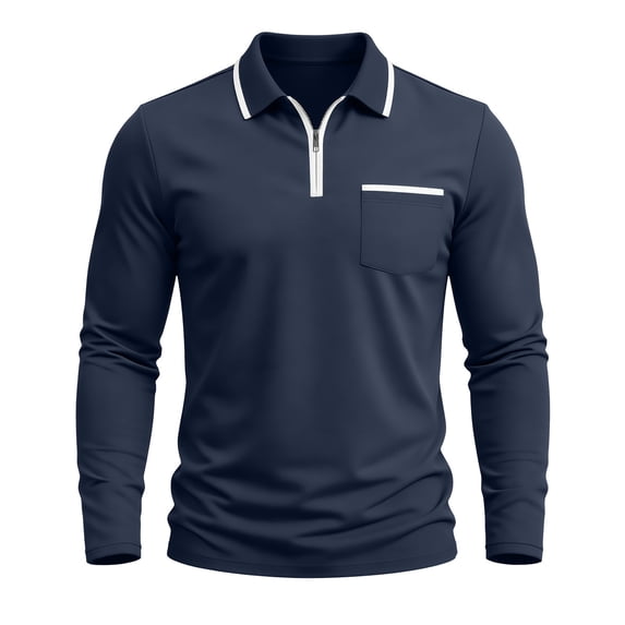 Lanyiu Mens Golf Shirt Quarter Zip Long Sleeve Collared Shirt with Pocket Classic Casual Shirts
