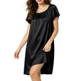 thumbnail image 1 of Lanyiu Women Crew Neck Nightgowns Lace Trim Short Sleeve Nightwear Casual Nightgown For Home Use, 1 of 7