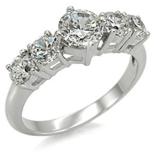 Lanyjewelry 5 stone round CZ Womens Stainless Steel Wedding Anniversary Ring - Size 7