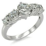 Lanyjewelry 5 stone round CZ Womens Stainless Steel Wedding Anniversary Ring - Size 9