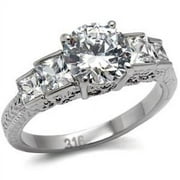 Lanyjewelry 5 stone type Round Princess CZ Stainless Steel Womens Wedding Ring - Size 7