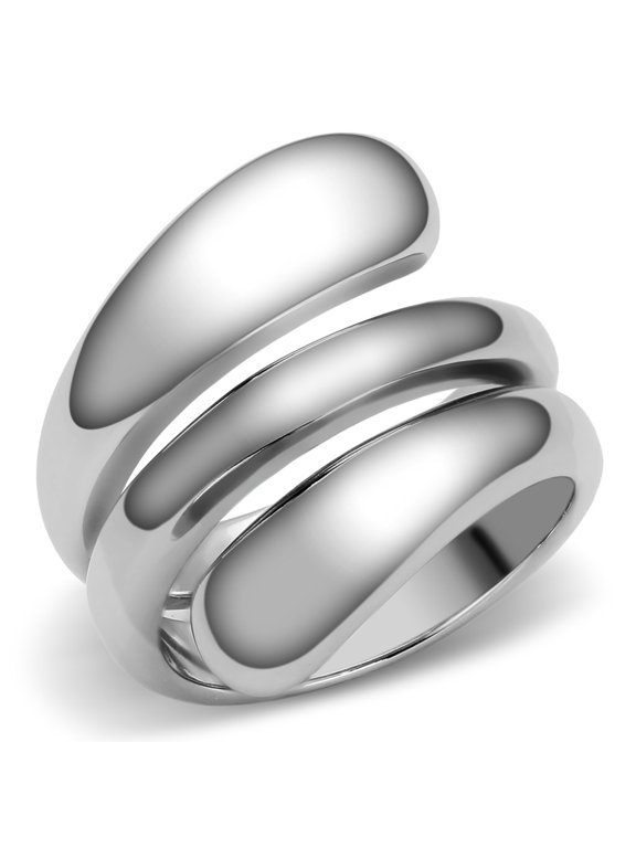 Lanyjewelry Designer Style 316 Stainless Steel Plain Women's None Tarnish Fashion Ring - Size 9