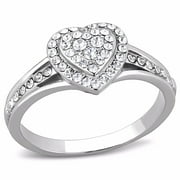 LA NY JEWELRY Lanyjewelry Top Grade Crystal Stackable Heart Shape Womens Stainless Steel Promise Ring - Size 10