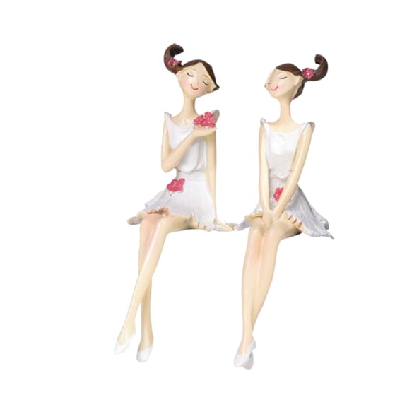 Lanytaeo 2pcs Angel Girl Home Decor Resin Crafts Ornaments Desktop Decoration Chic Tabletop Adornment for Living Room Bedroom (Sitting)