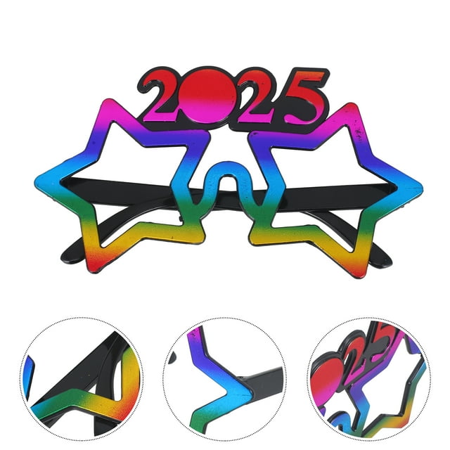Lanytaeo New Year Glasses 2025 New Year Eve Glasses Novelty 2025 Number Star Style Eyeglasses