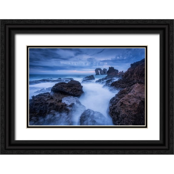 Lanza, Sergio 24x17 Black Ornate Wood Framed with Double Matting Museum Art Print Titled - Rocky Blue