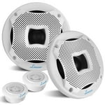 Lanzar 6.5 Inch Dual Marine Speakers - 2 Way Waterproof and Weather Resistant, Outdoor Audio Stereo Sound System with 450 Watt Power, Flush Mount Capability, Resin Treatment Cloth Surround,1 Pair