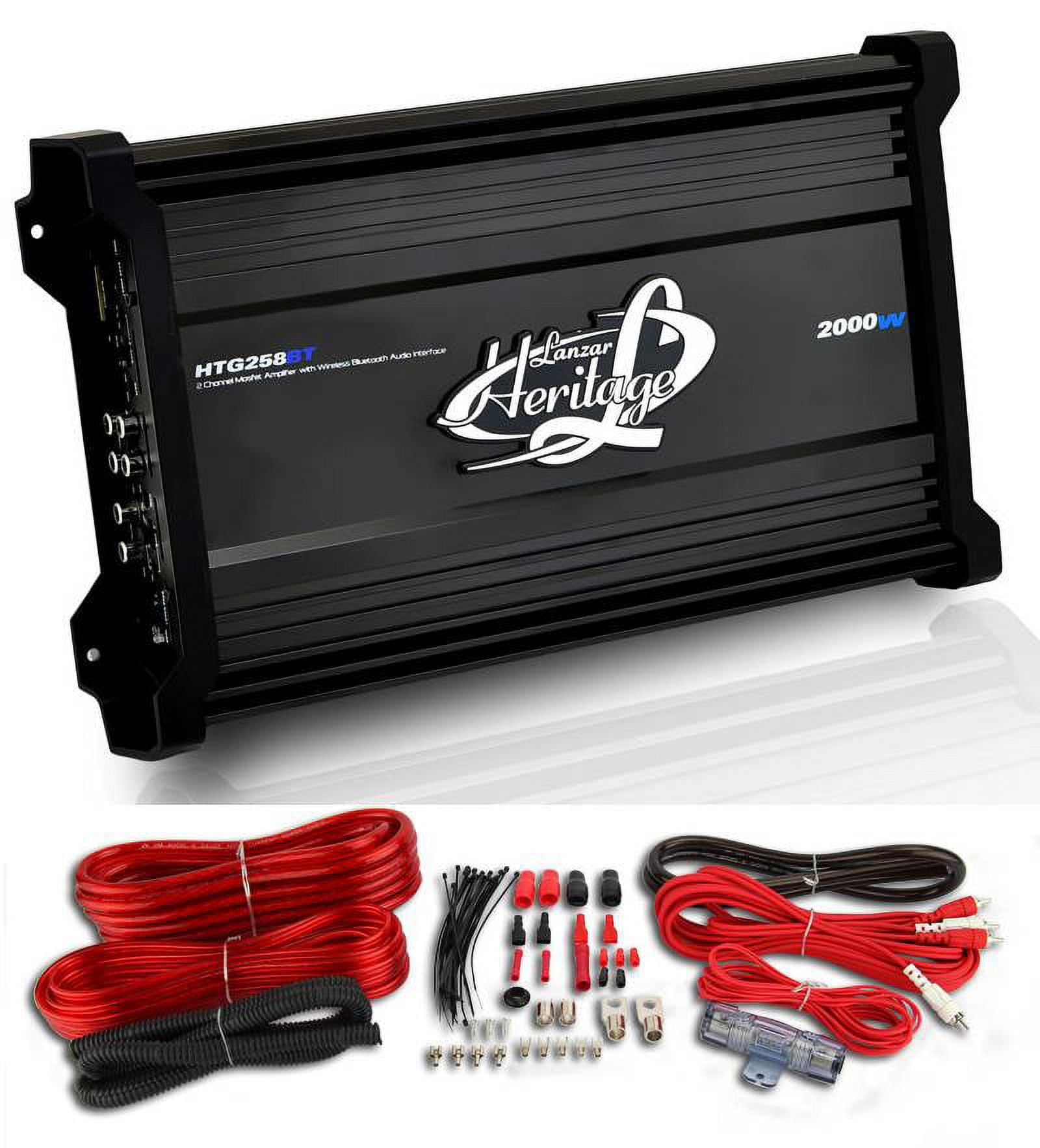 Lanzar HTG258BT 2000W 2Ch Car Audio Amplifier Amp Wireless Bluetooth
