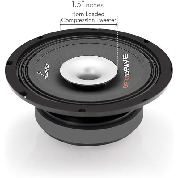 Lanzar Upgraded Opti-Drive Pro 8 Inch High Power Car Speaker with Compression Horn Tweeter for Deep Bass and Clear Sound