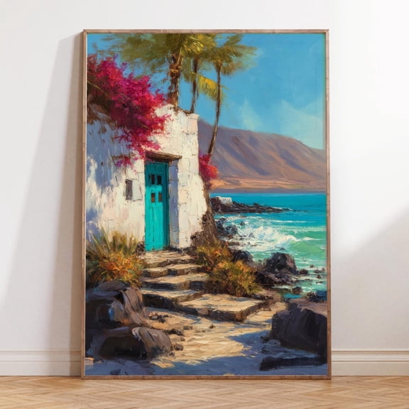 Lanzarote Spain Coastal Volcanic Landscape Wall Art Unframed Paper Print