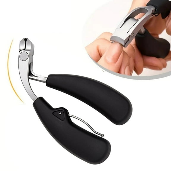 Lanzon Angled Head Nail Clippers for Seniors - Professional Toenail Clipper for Thick & Ingrown Toenails, Ergonomic Stainless Steel Pedicure Cutter for Men Women